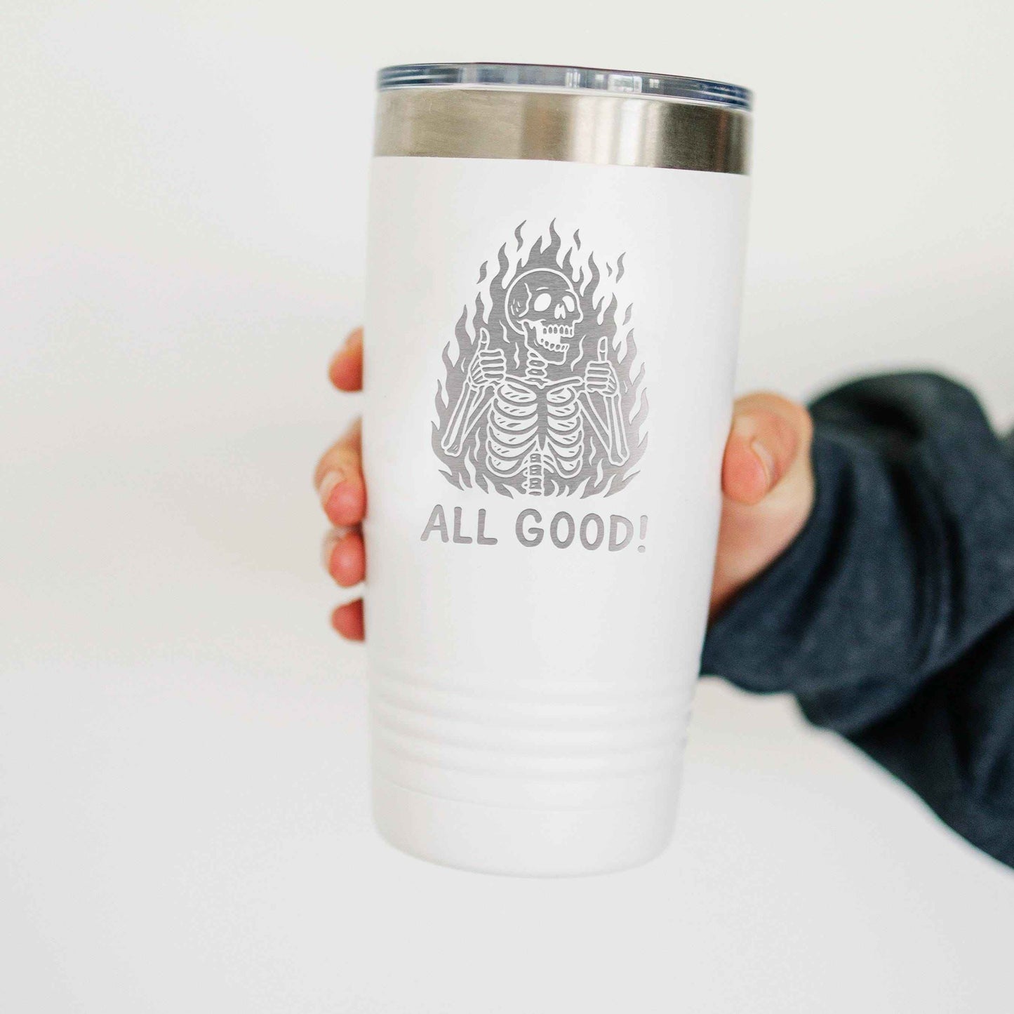 Insulated Travel Mug – Double Wall Tumbler with Funny Skeleton Gift, Spill Proof