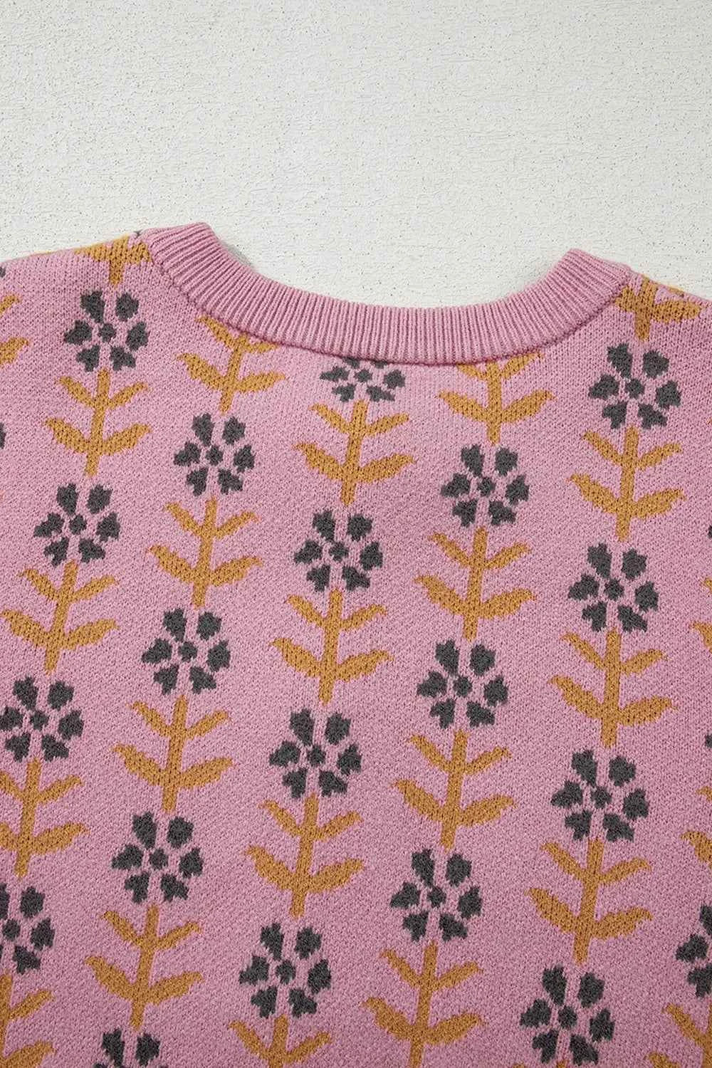 Floral Button-Up Knit Cardigan