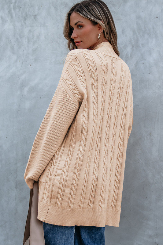 Jade Oversize Chunky Cable Knit Midi-length Cardigan