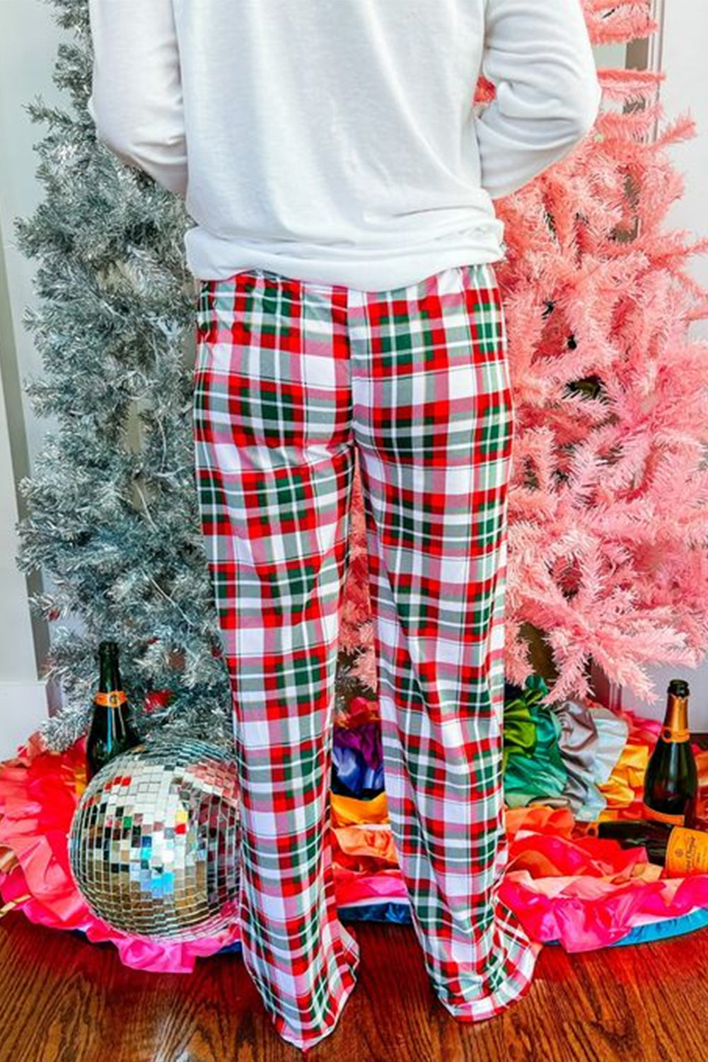 Bella Merry Christmas Plaid Print Two Piece Lounge Set