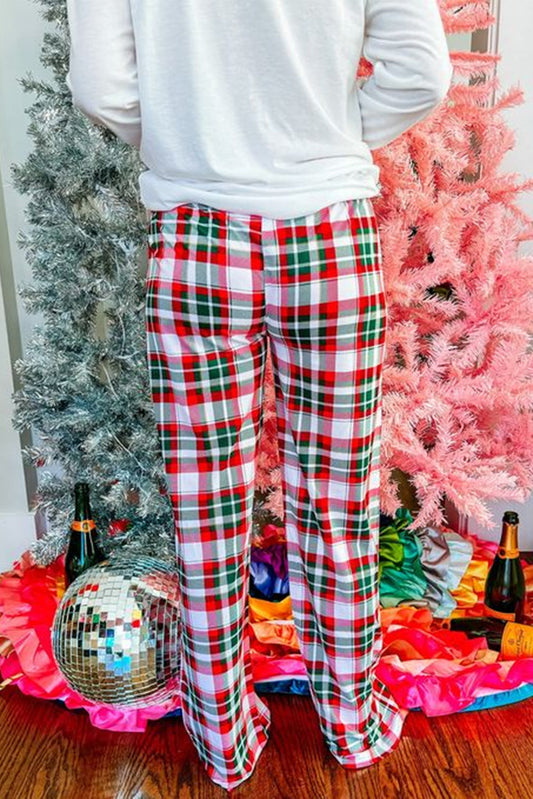 Bella Merry Christmas Plaid Print Two Piece Lounge Set