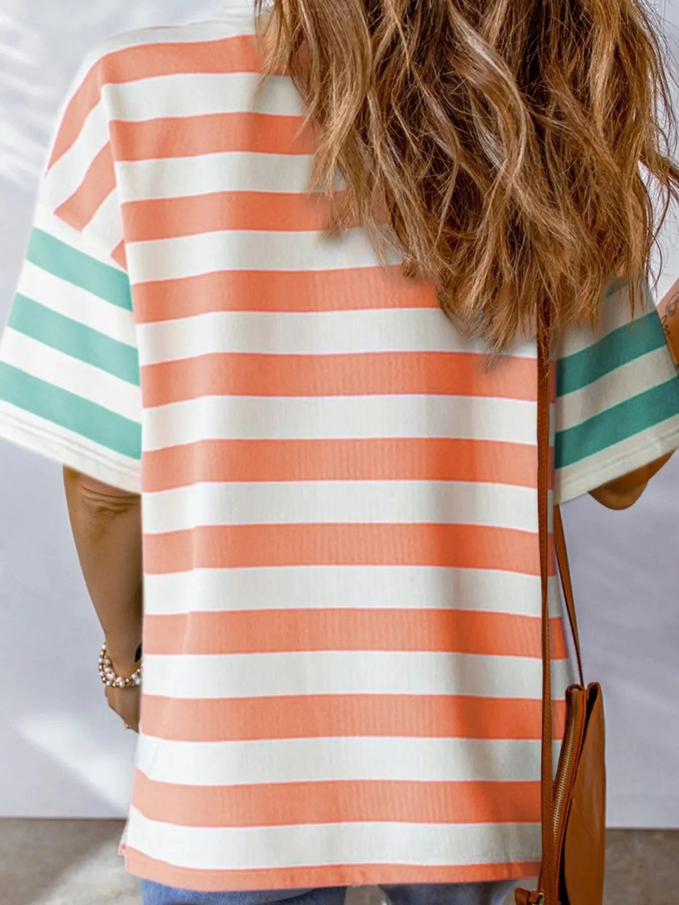 Striped Short Sleeve Oversized Womens T Shirt