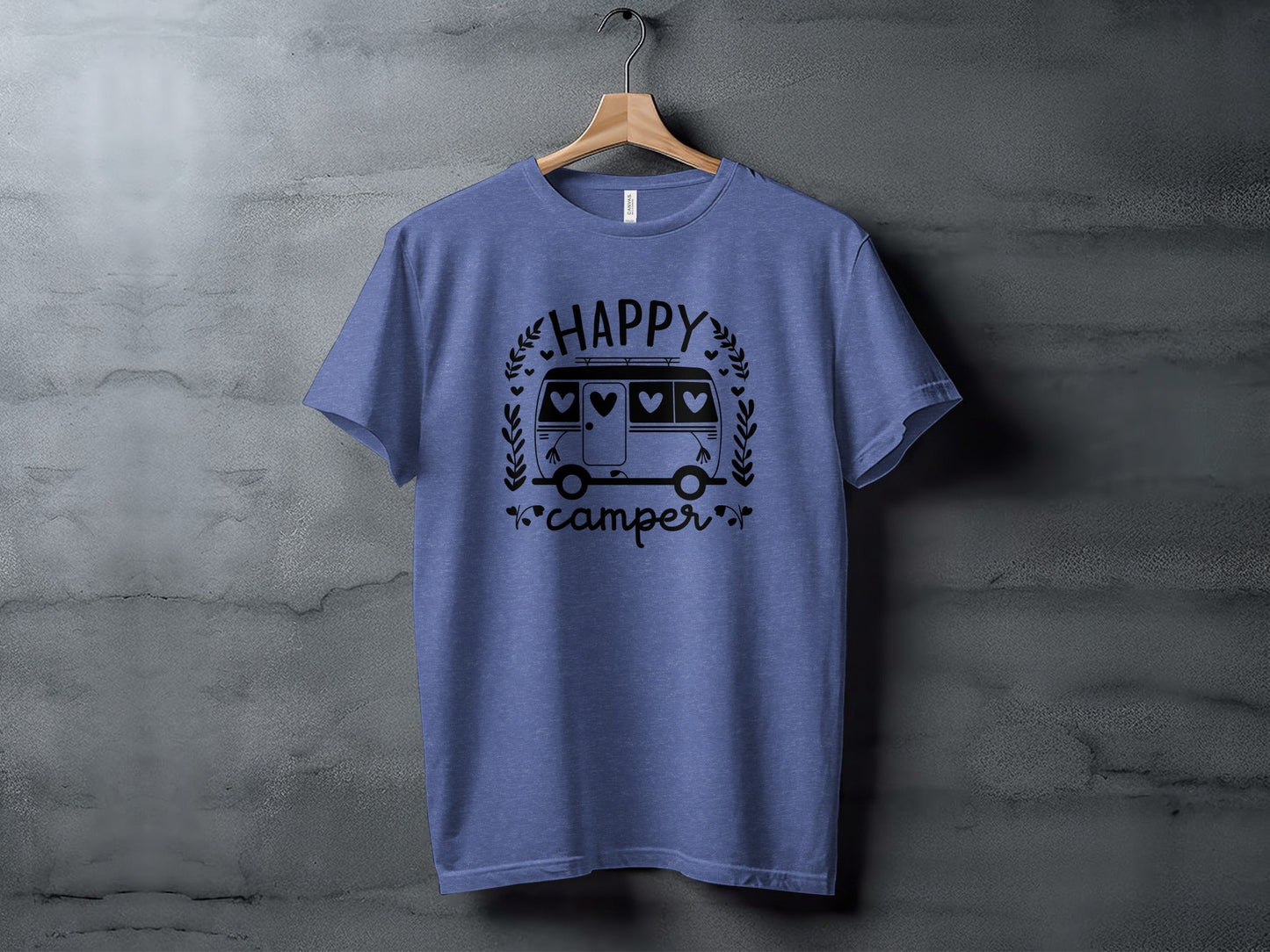 Happy Camper Campervan Love Hearts Outdoor Trip Design T-Shirt