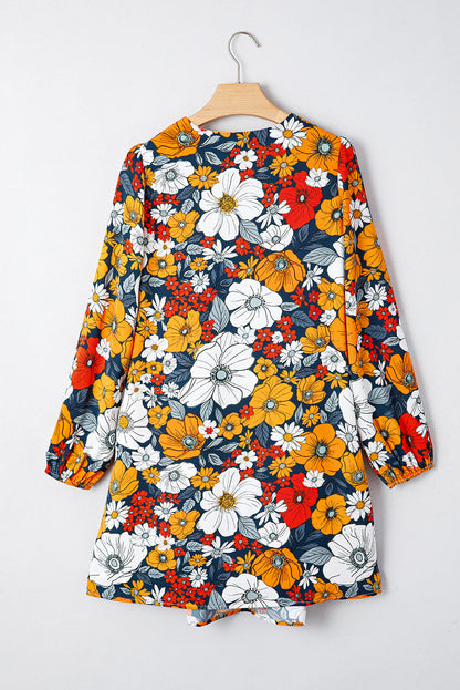 Floral Long Sleeve Mini Dress
