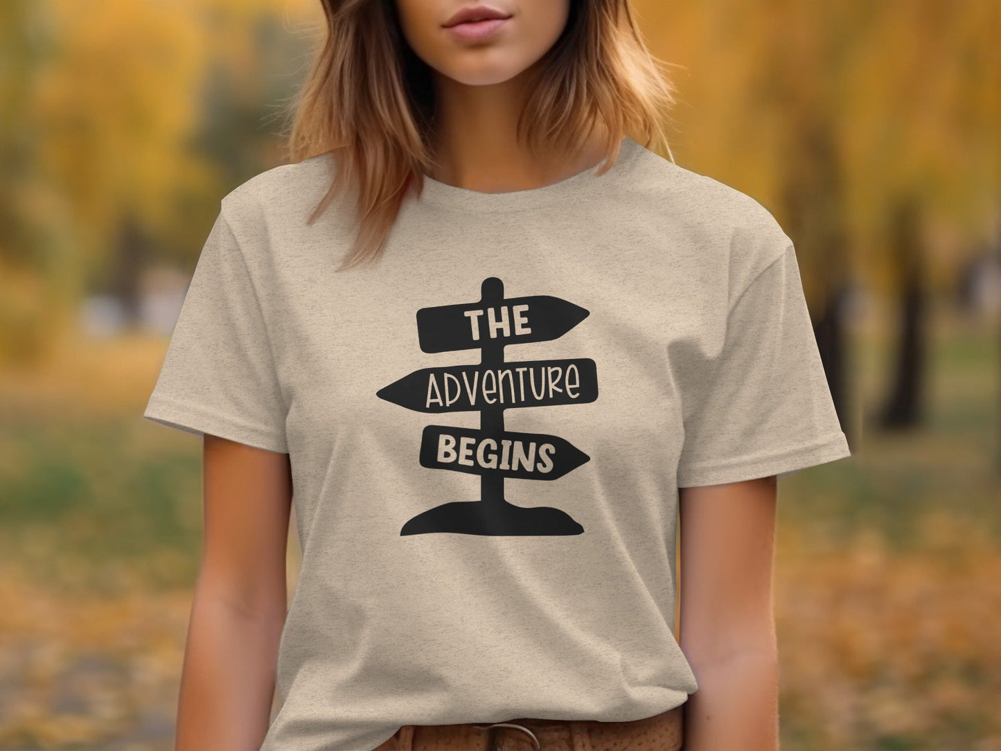 The Adventure Begins Arrow Signpost Graphic T-Shirt