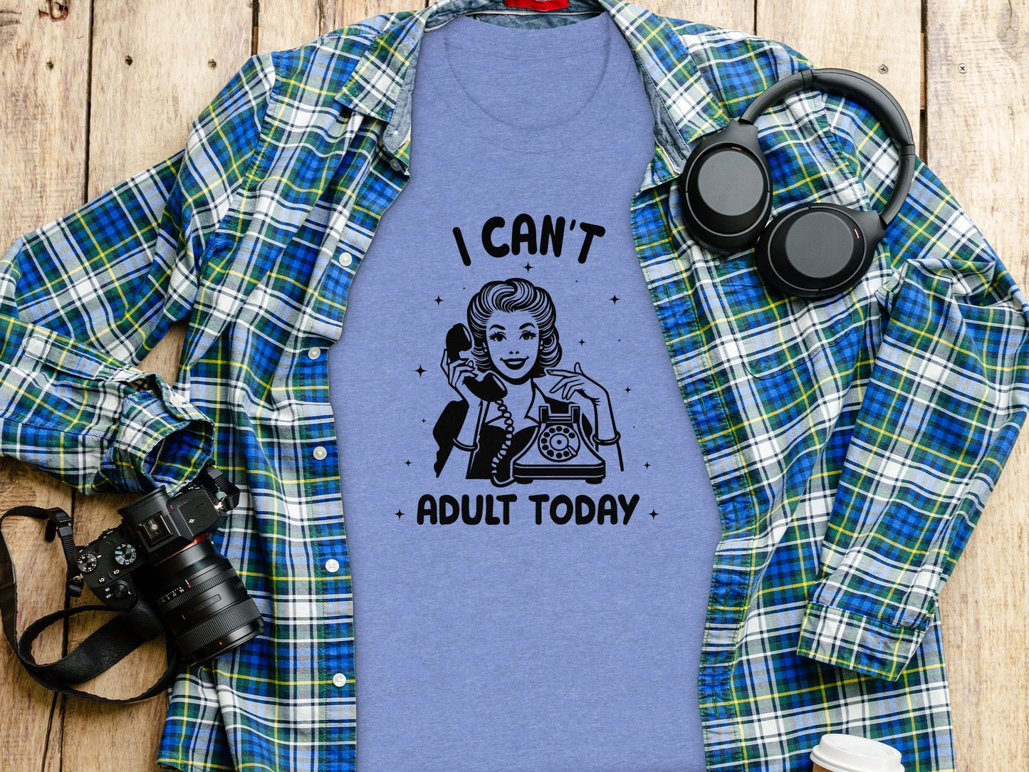 I Can't Adult Today Retro Inspired Graphic Design T-Shirt