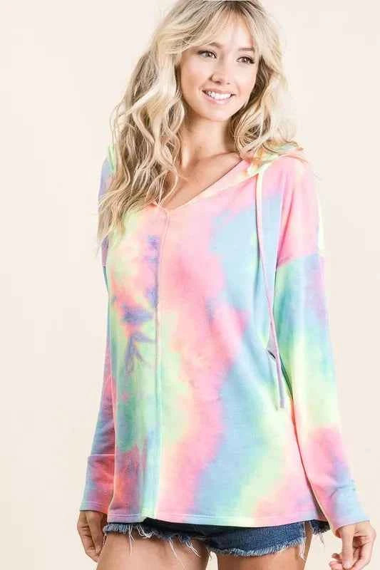 BiBi Tie Dye Terry Long Sleeve Hoodie