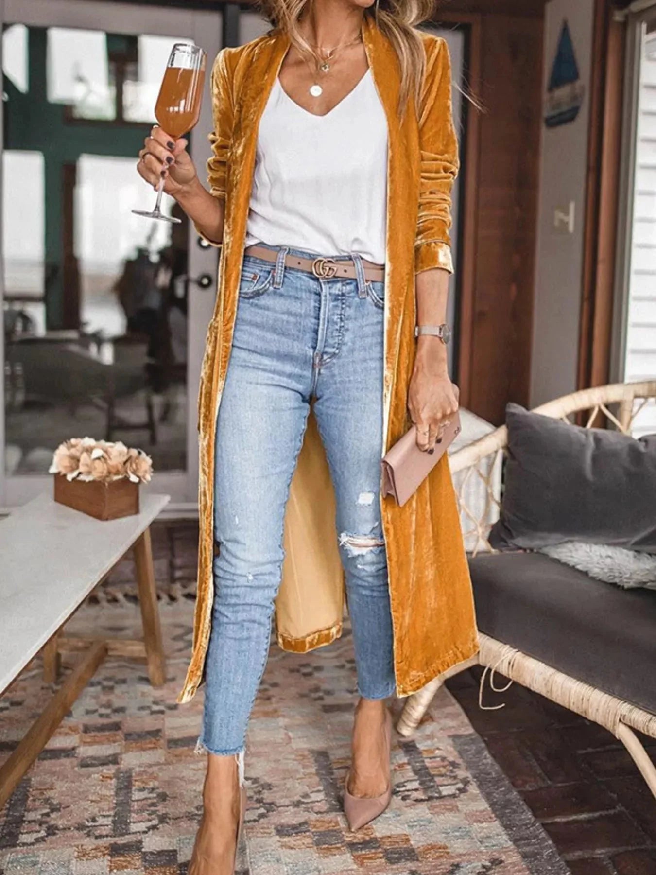 Velvet Luxe Open Front Longline Cardigan