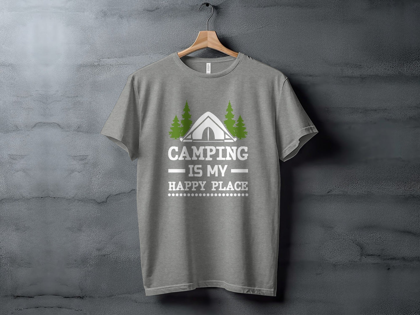 Camping Is My Happy Place Tent And Trees Graphic T-Shirt
