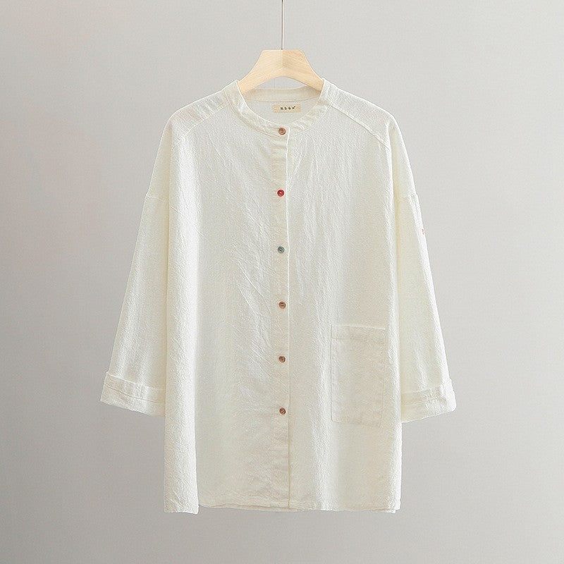 Relaxed Linen Cotton Solid Color Cardigan