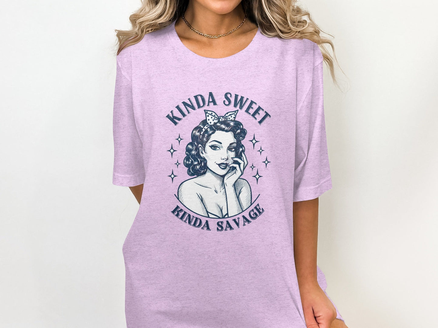 Kinda Sweet Kinda Savage Pinup Girl Stylish Design T-Shirt