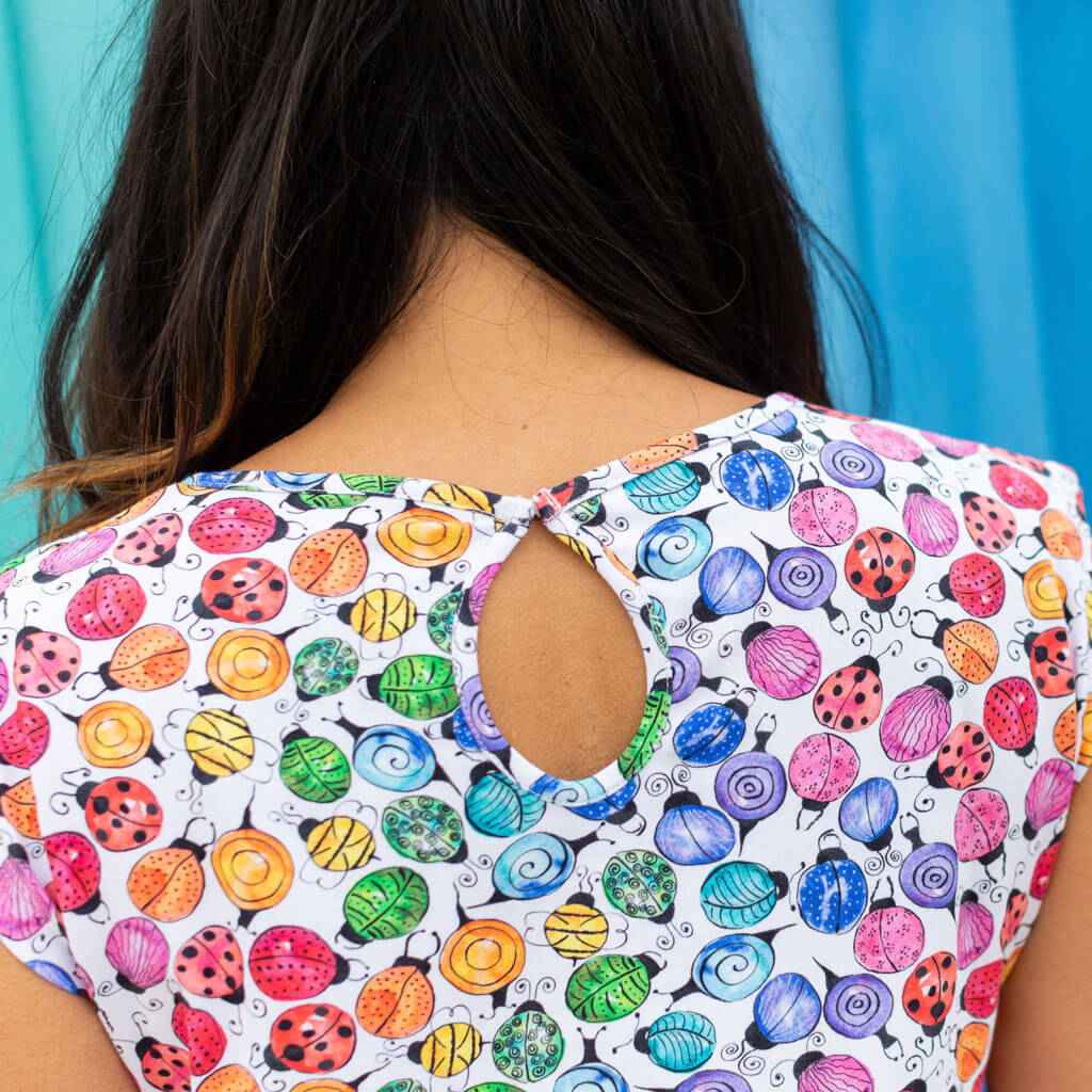 Adult "Jewelbug" Rainbow of Bugs Cap Sleeve Dress with Pockets