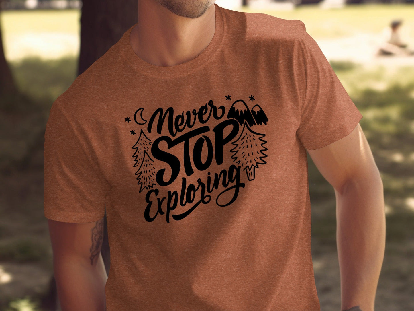 Never Stop Exploring Mountain Adventure Outdoors T-Shirt