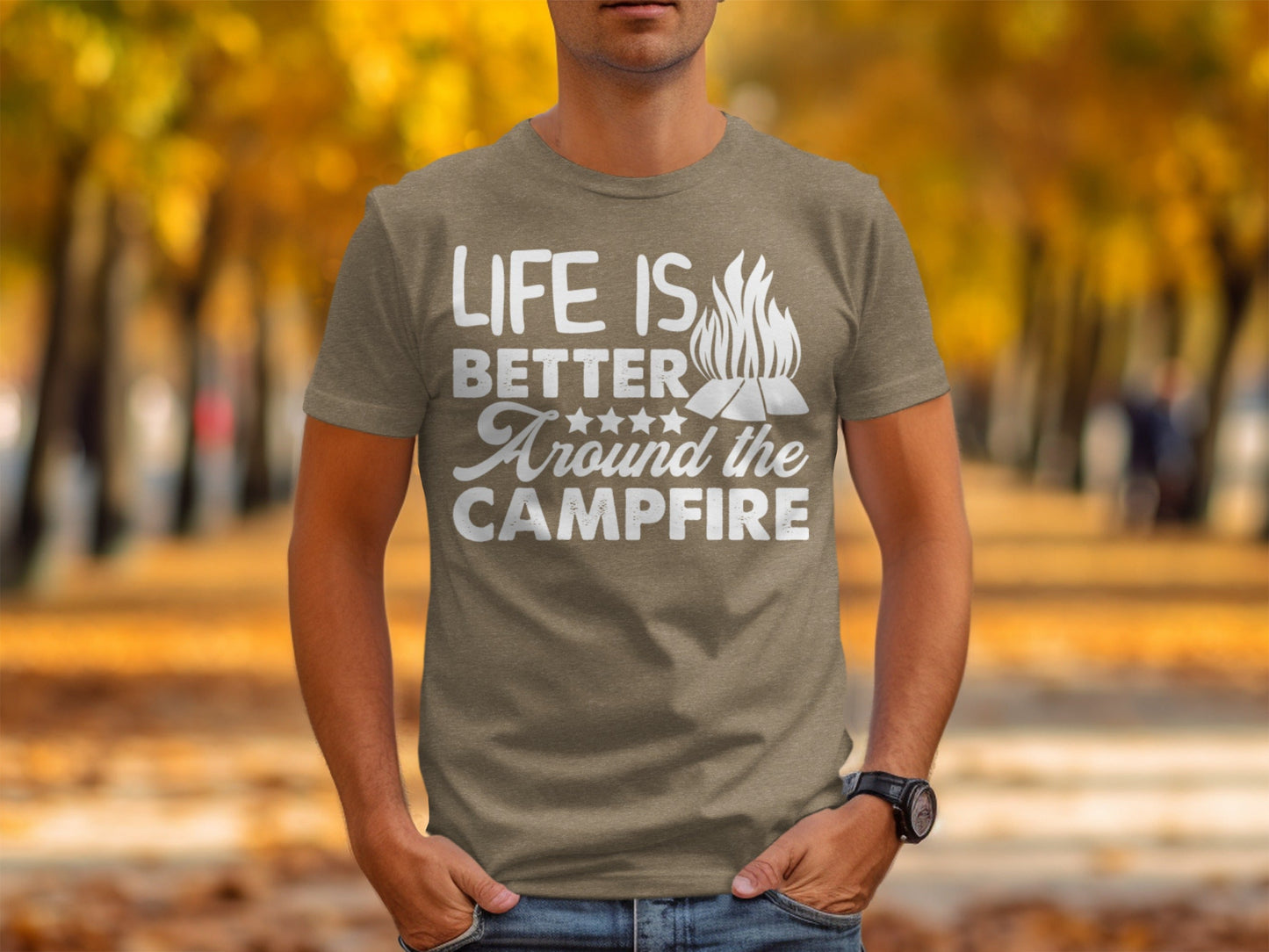 Life Is Better Around The Campfire Graphic Print T-Shirt