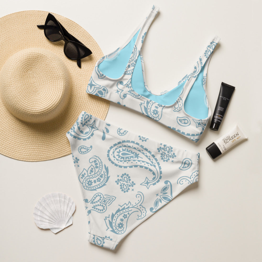 Paisley Blues high-waisted bikini