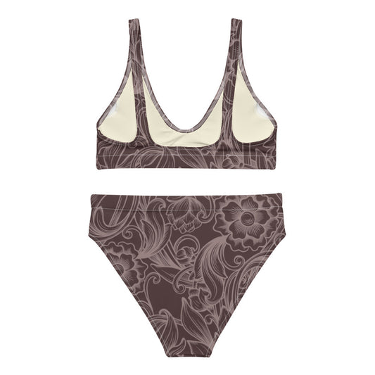 Brown Tooled high-waisted bikini