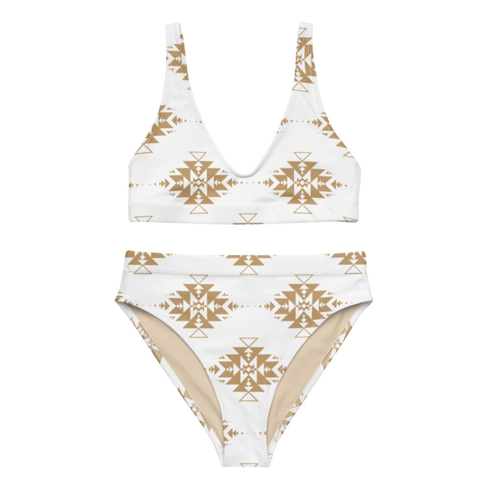 Gold Aztec high-waisted bikini