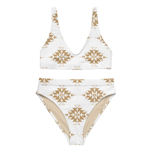 Gold Aztec high-waisted bikini