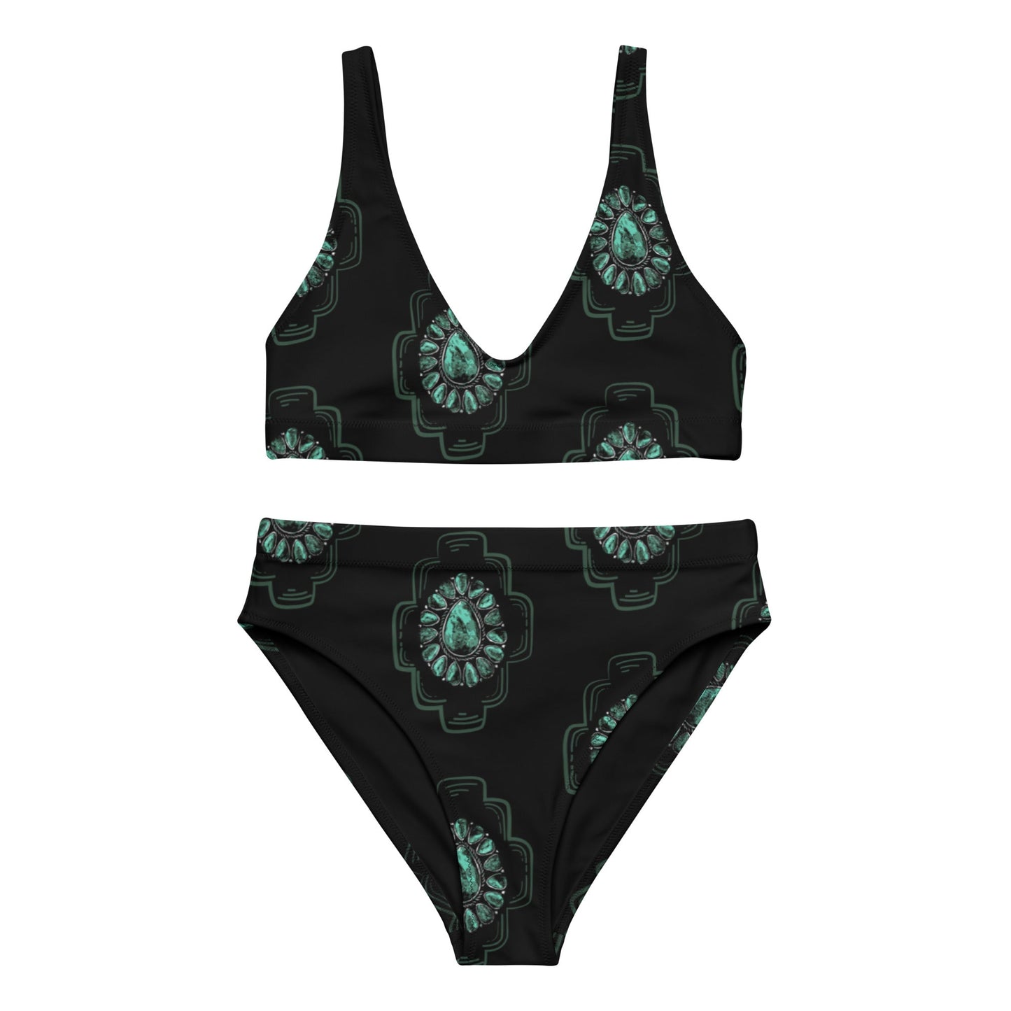 Turquoise Night high-waisted bikini