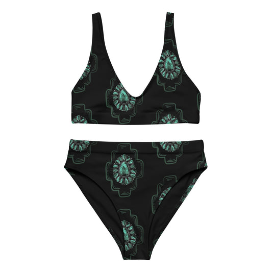 Turquoise Night high-waisted bikini