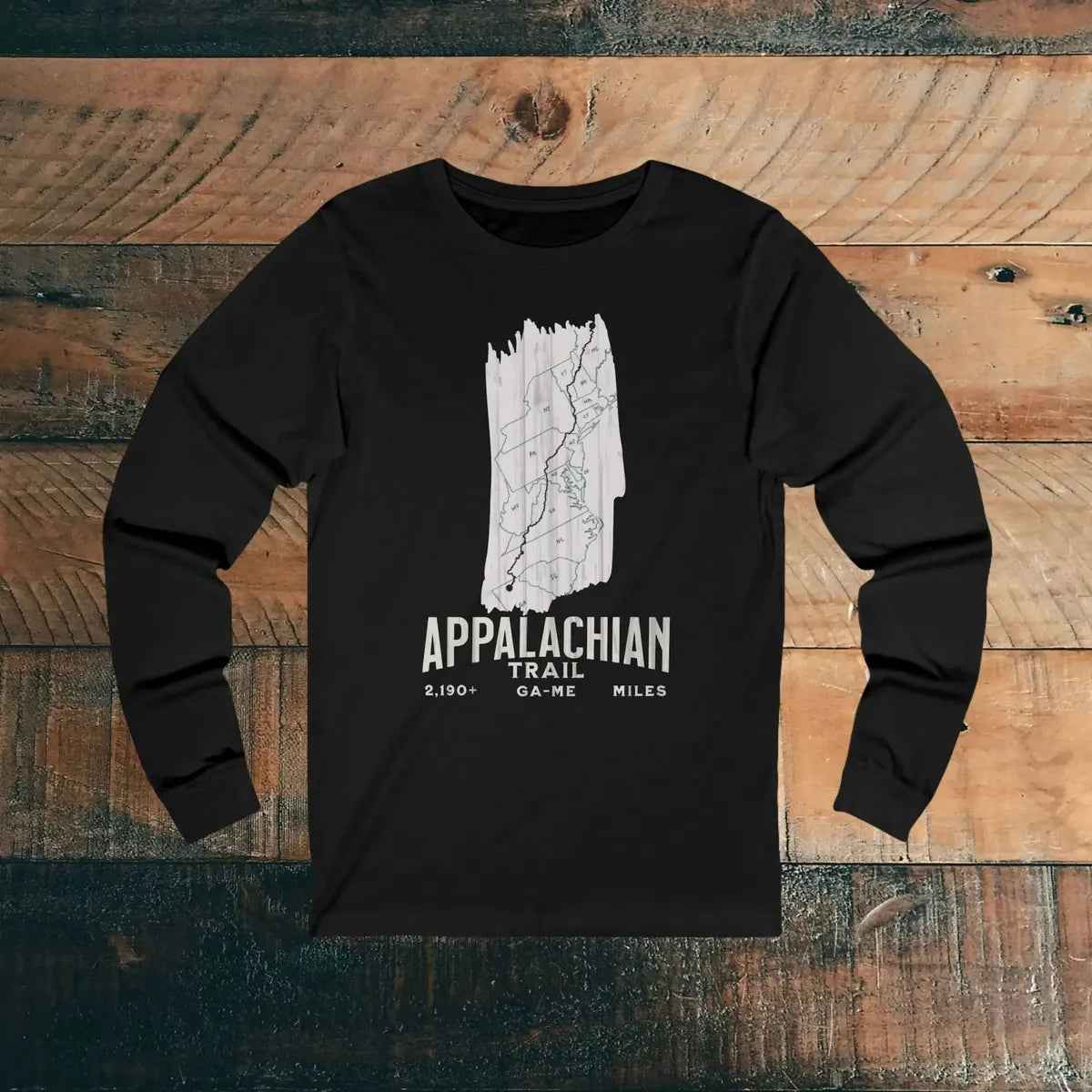 Appalachian National Scenic Trail Unisex Fit Long Sleeve T-shirt AT White Blaze Map