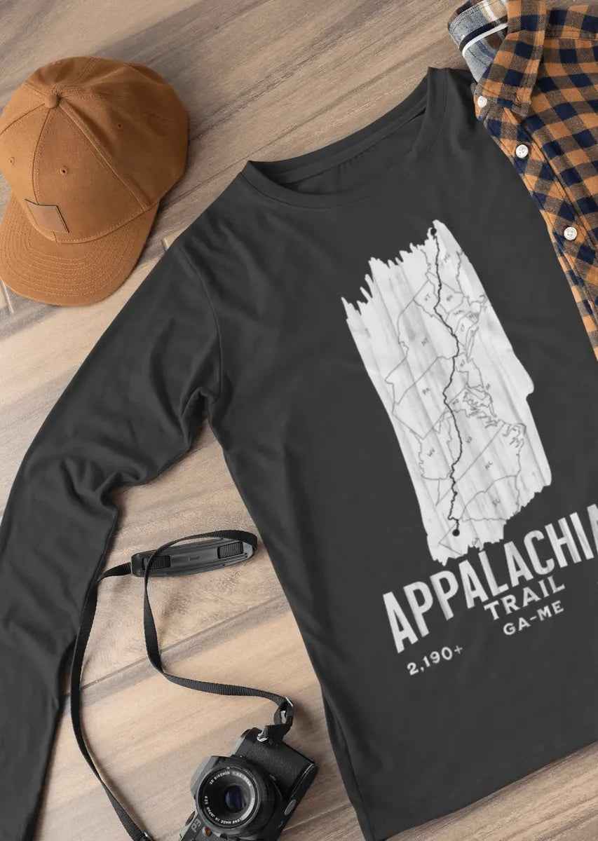 Appalachian National Scenic Trail Unisex Fit Long Sleeve T-shirt AT White Blaze Map