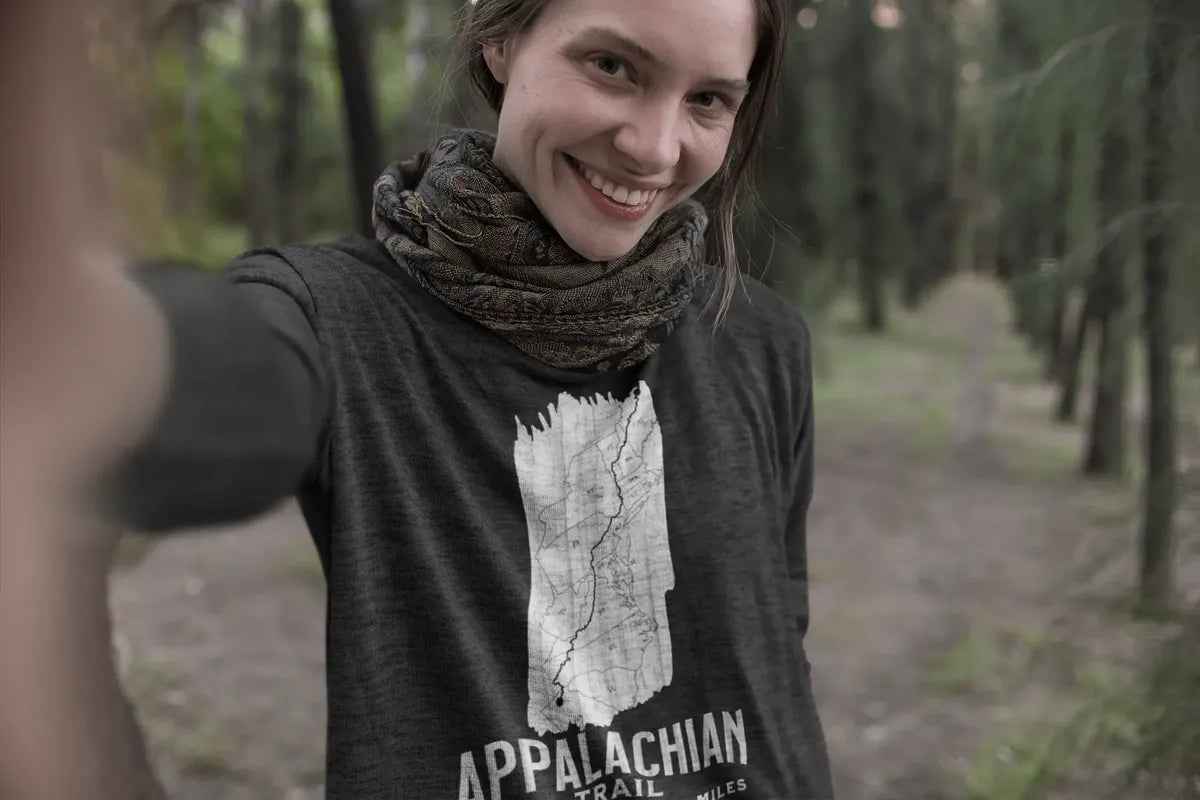 Appalachian National Scenic Trail Unisex Fit Long Sleeve T-shirt AT White Blaze Map