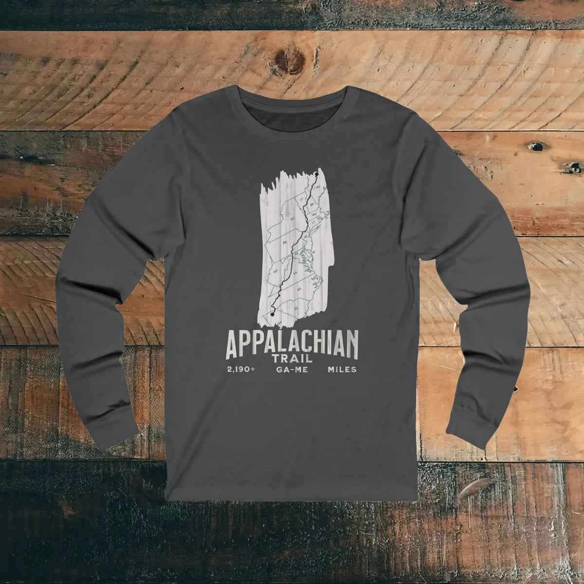 Appalachian National Scenic Trail Unisex Fit Long Sleeve T-shirt AT White Blaze Map