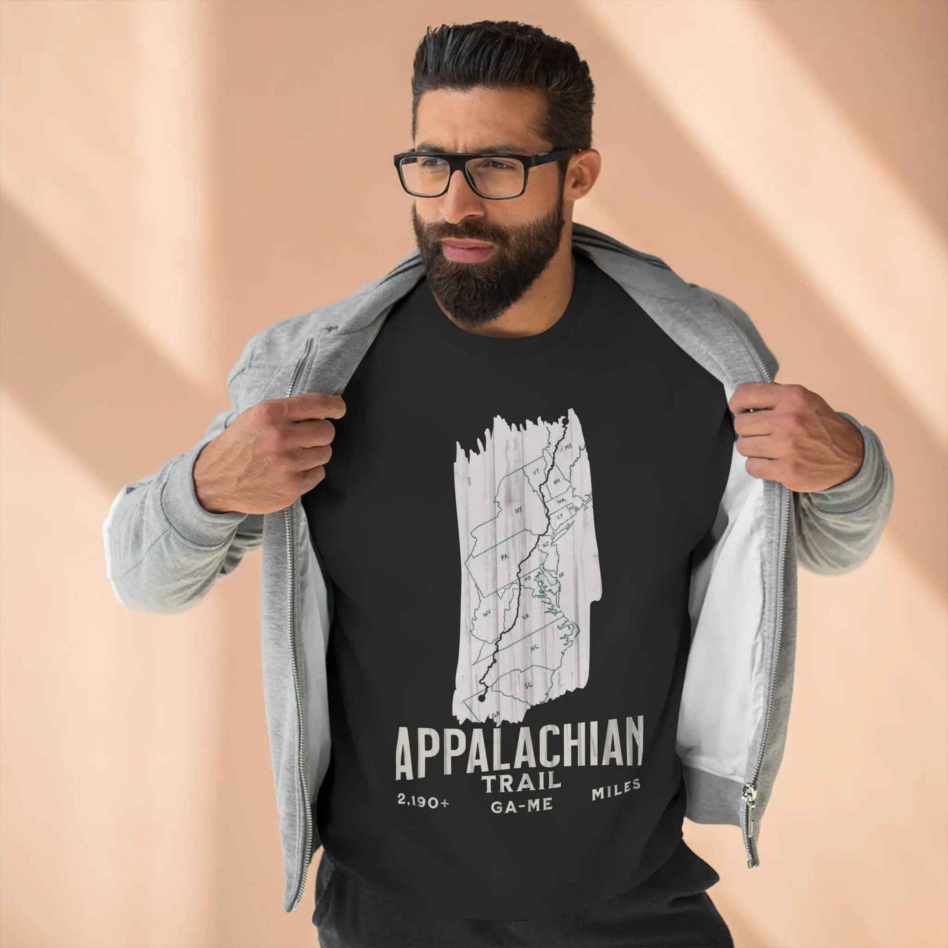 Appalachian National Scenic Trail Unisex Fit Crewneck Sweatshirt White Blaze Map