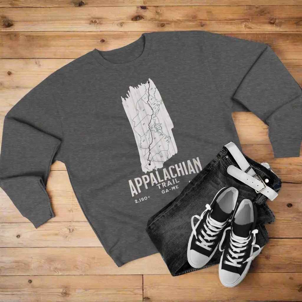 Appalachian National Scenic Trail Unisex Fit Crewneck Sweatshirt White Blaze Map