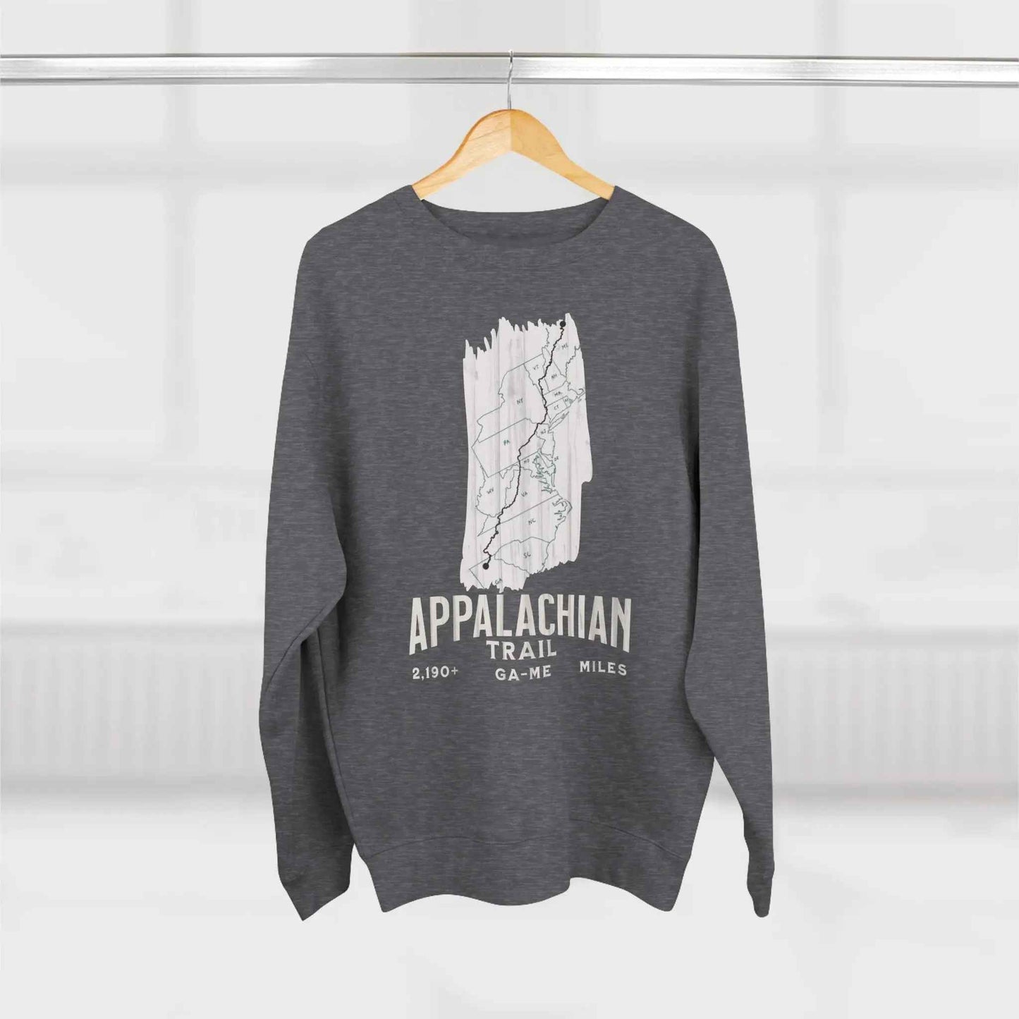 Appalachian National Scenic Trail Unisex Fit Crewneck Sweatshirt White Blaze Map