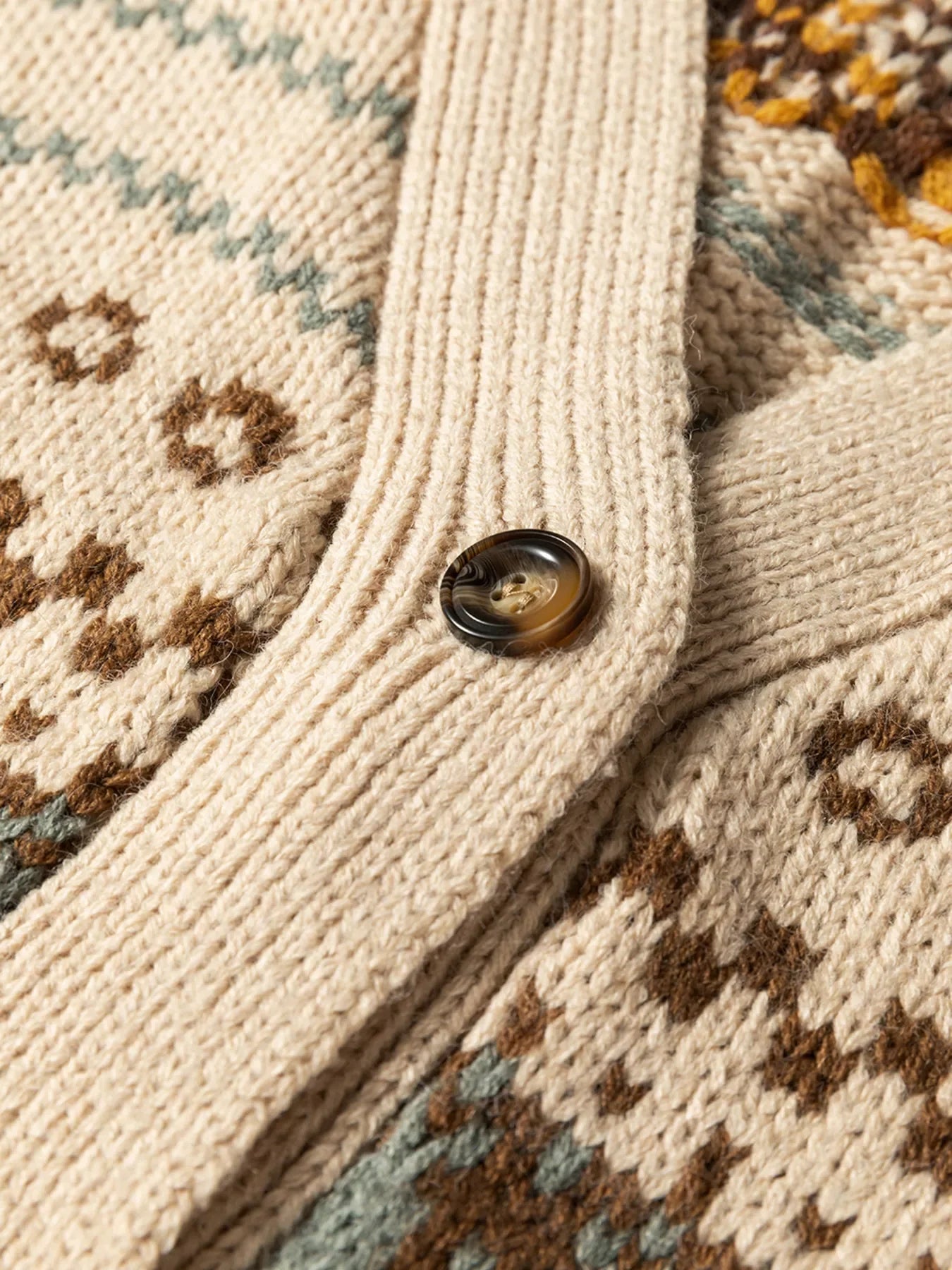 Western Pattern Knitted Button V Neck Cardigan Sweater