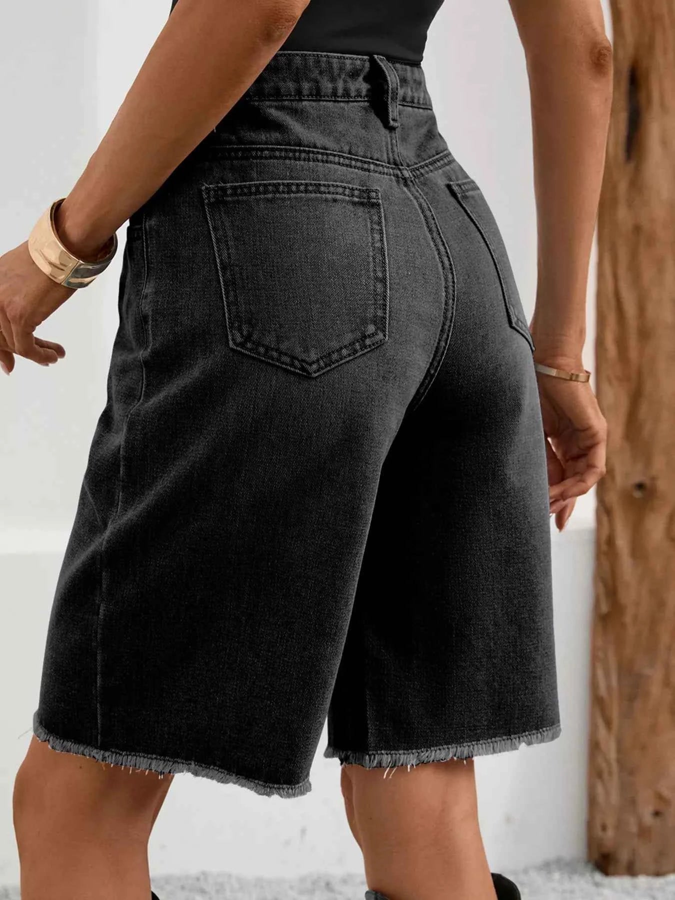 Ripped Frayed Hem Denim Shorts