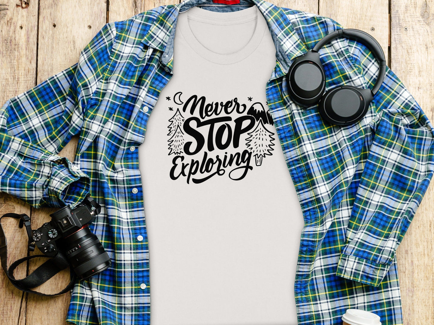 Never Stop Exploring Mountain Adventure Outdoors T-Shirt