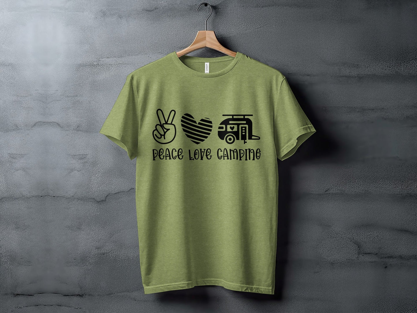Peace Love Camping Symbol Design Graphic Novelty T-Shirt