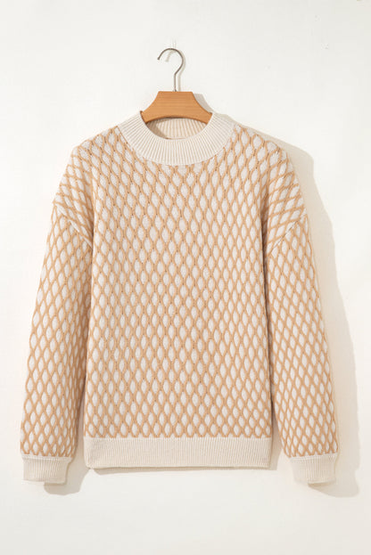 Rhombus Textured Knit Sweater