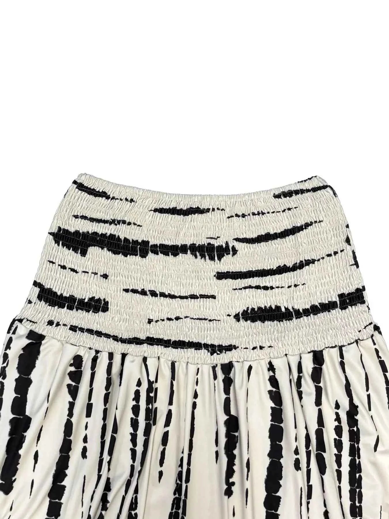 Smocked Asymmetrical Hem Skirt