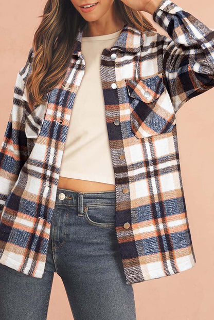 Multicolor Plaid Casual Button Up Flannel Shacket Anytime