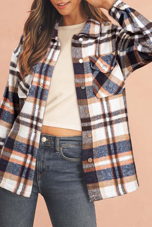 Multicolor Plaid Casual Button Up Flannel Shacket Anytime