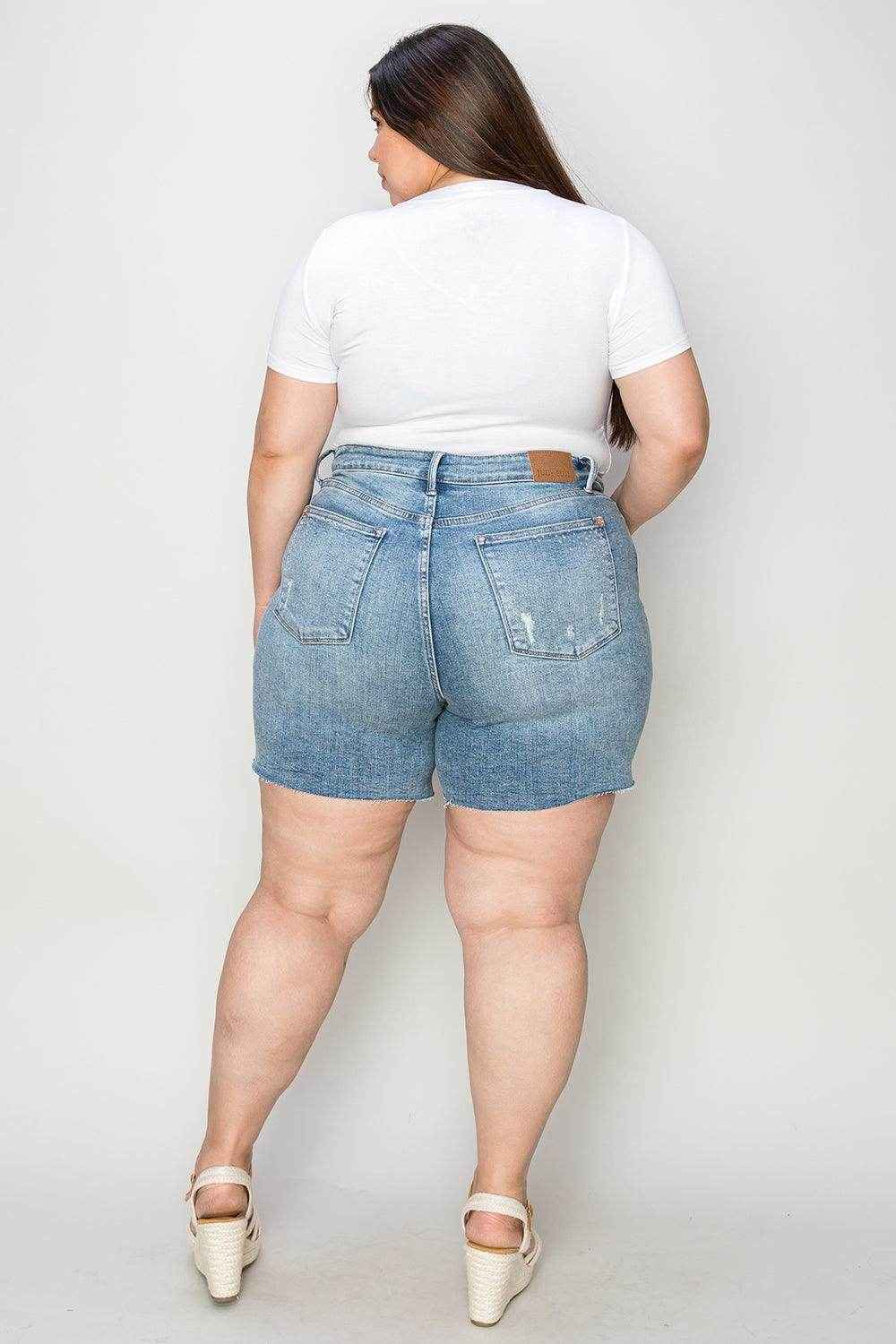 Judy Blue Full Size High Waist Rhinestone Denim Shorts