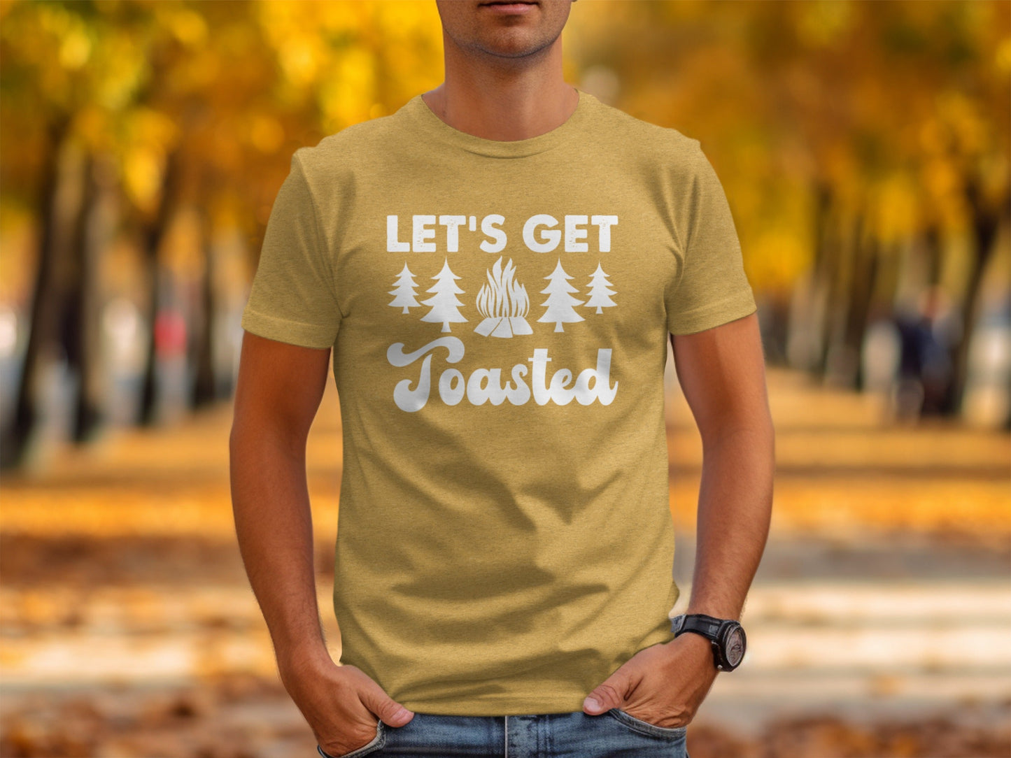 Lets Get Toasted Outdoors Bonfire Forest Fun T-Shirt