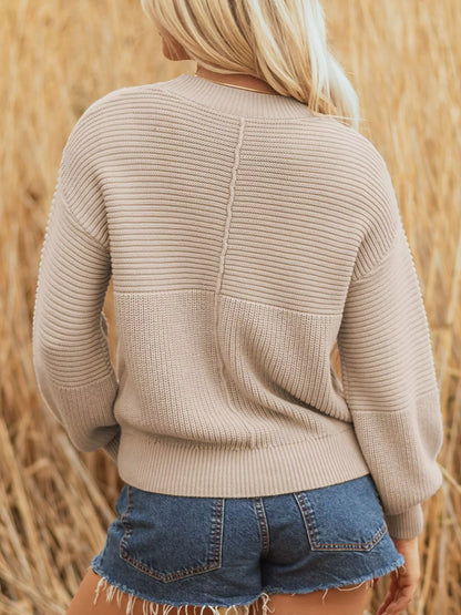 Delaney Texture Knitted Dropped Shoulder Sweater