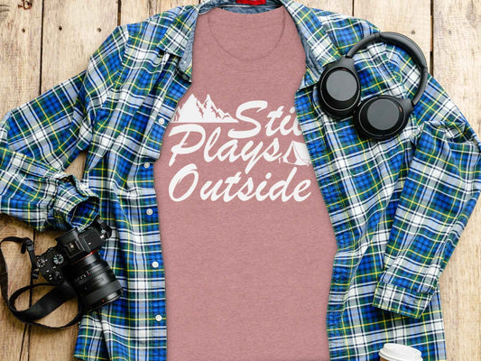 Still Plays Outside With Mountain Tent Graphic T-Shirt