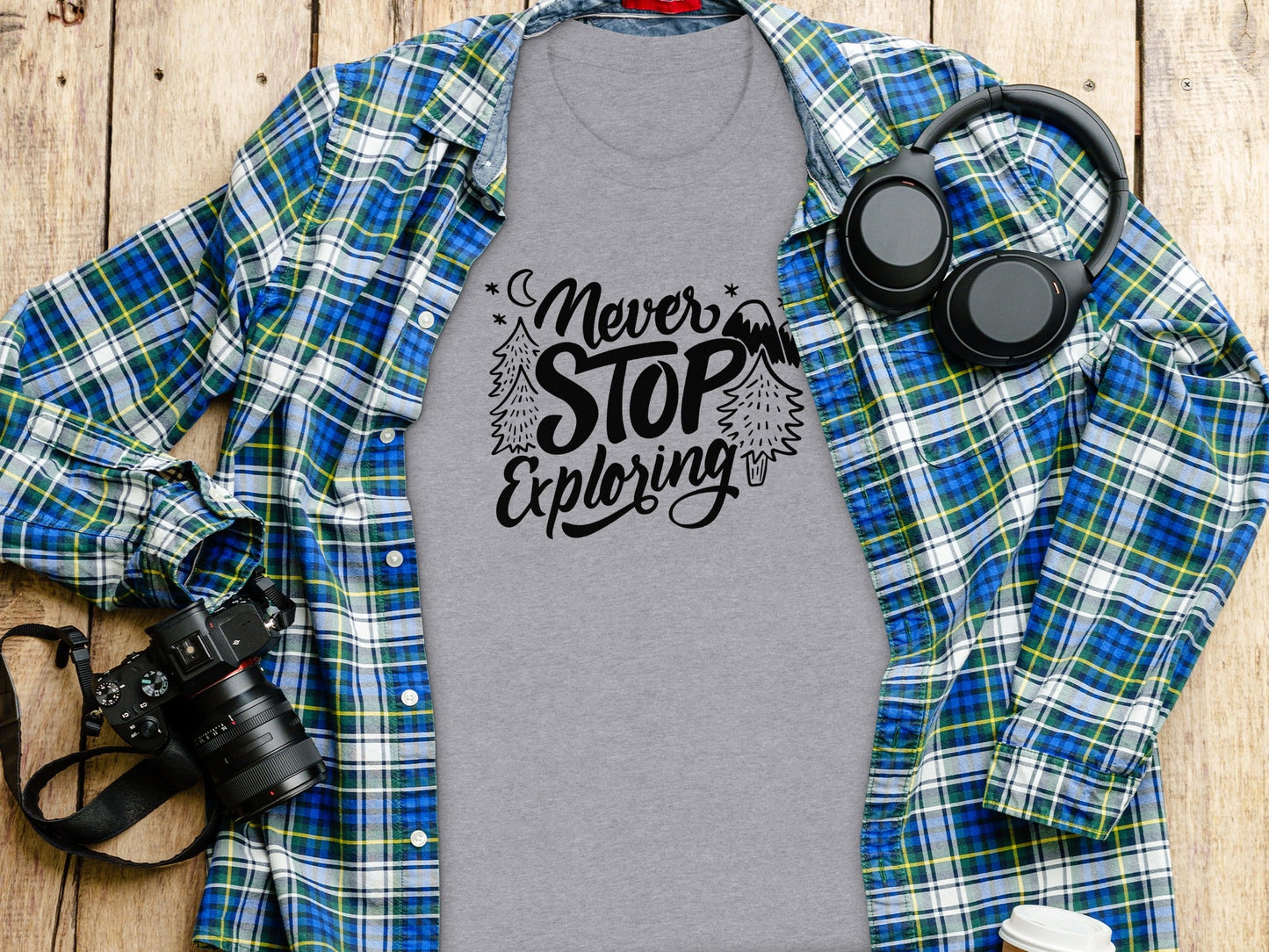 Never Stop Exploring Mountain Adventure Outdoors T-Shirt