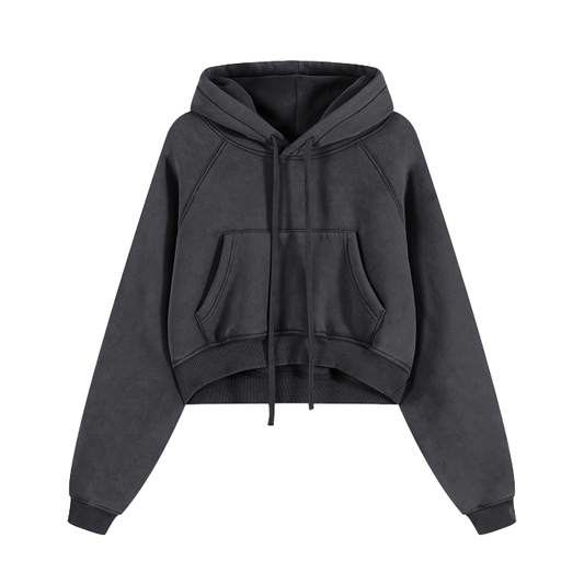 Basic B Grunge Wash Cropped Hoodie