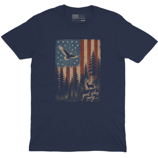 Patriotic Forest Good Vibes Crew Neck Tee
