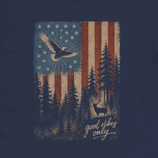 Patriotic Forest Good Vibes Crew Neck Tee