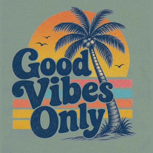 Good Vibes Only Palm Tree Crew Neck Tee