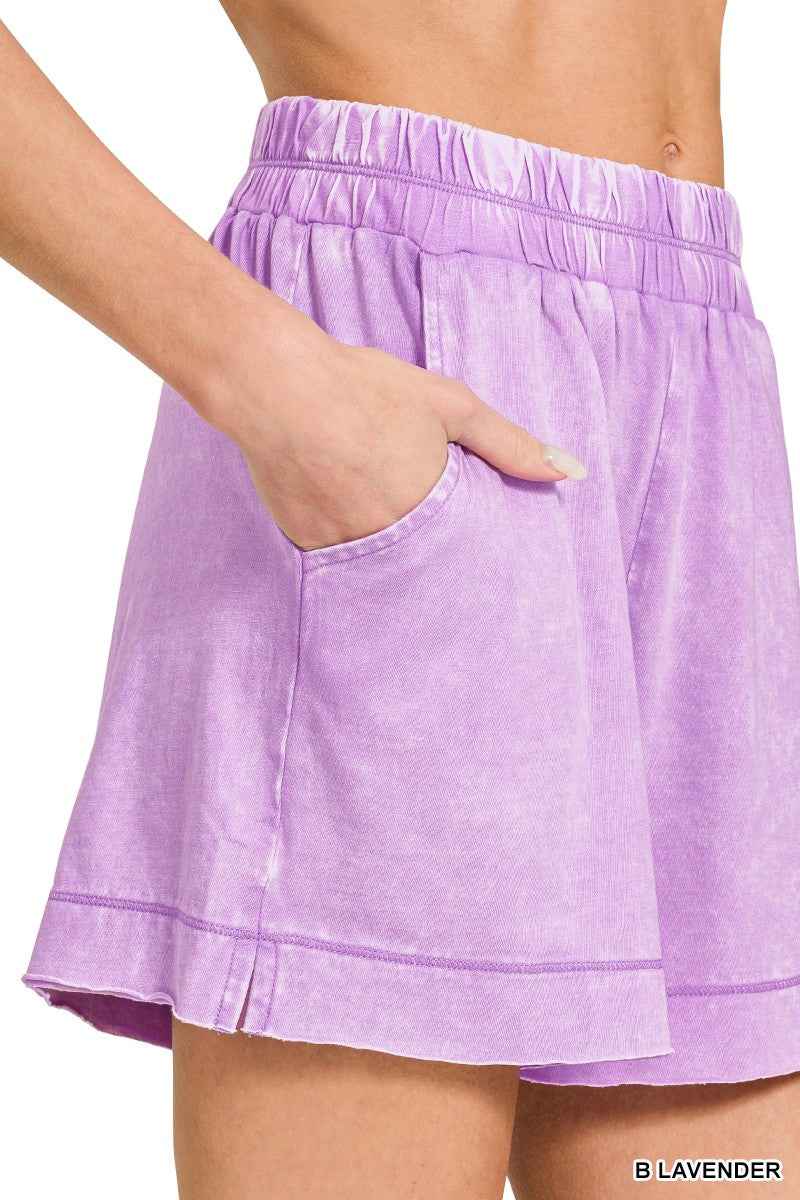 Zenana Acid Washed Oversized Top & Shorts Set