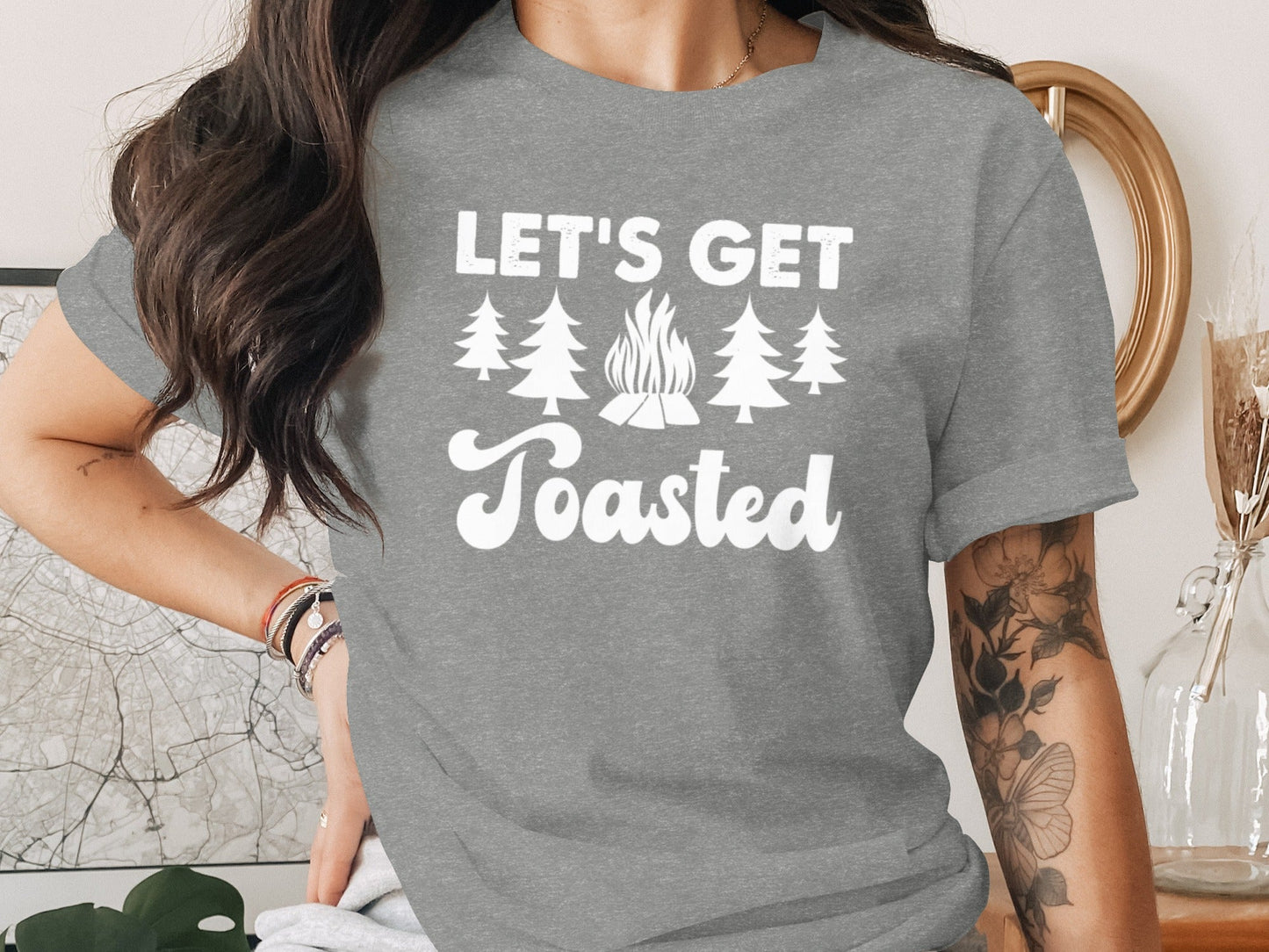 Lets Get Toasted Outdoors Bonfire Forest Fun T-Shirt